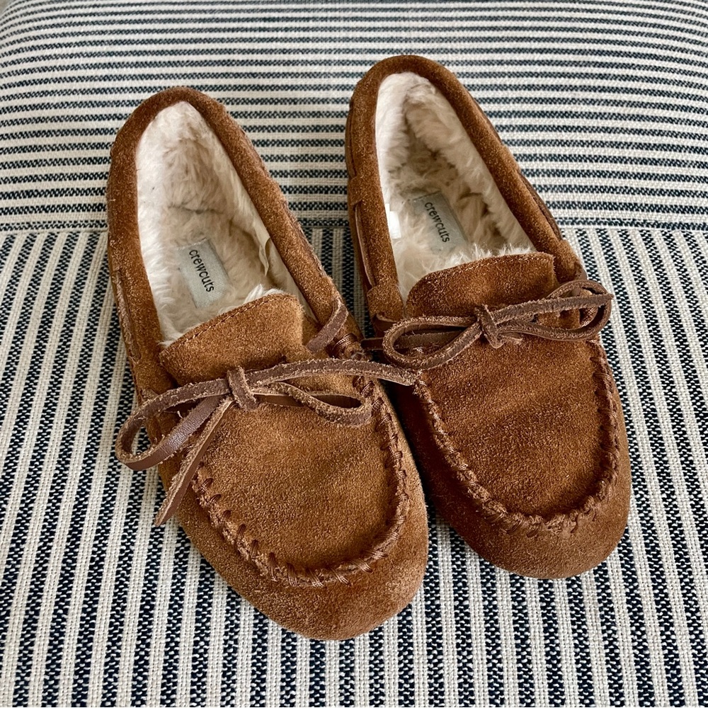 Crewcuts Kids Suede Faux Fur Lined Loafer Slippers 2
